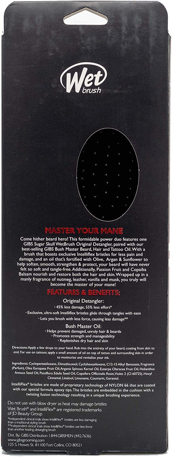Brosse humide The Master Kit Démêlant Sugar Skull &amp; Bush Master Oil Neuf 