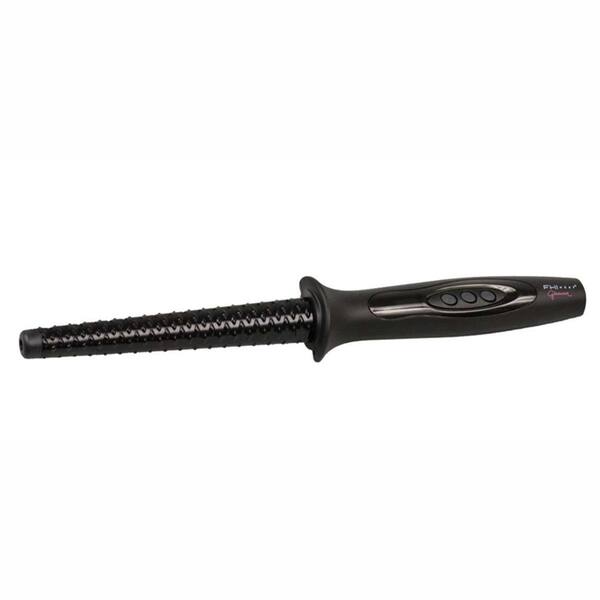 Glamour 1’ Black Ceramic Cone Textured Curling Rod